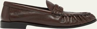 Saint Laurent Mens Le Loafer Creased Leather Mules