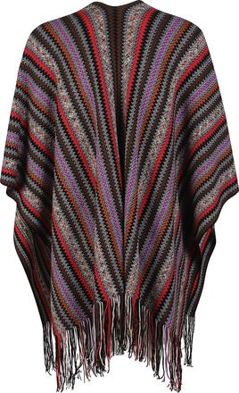 Missoni Vibrant Zigzag Pattern Poncho with Fringed Edges