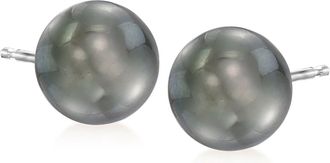 Ross-Simons 9-10mm Black Cultured Tahitian Pearl Earrings in 14kt White Gold