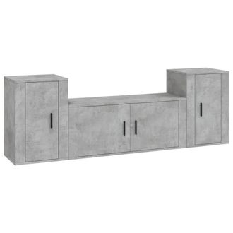 Berkfield Home 3 Piece TV Cabinet Set Concrete Grey Engineered Wood