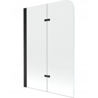 Desconocido Mampara De Ba&ntilde;era 2 Hojas Vidrio Transparente, 100x150 Cm, Perfil Negro