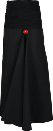 Ferragamo Ruched Jersey-Waist Slit Hem Midi Skirt