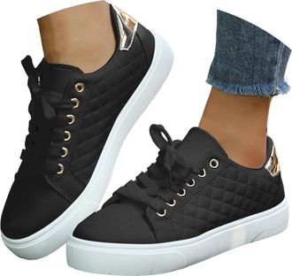 Generic Womens Fashion Sneakers PU Leather Low Top Tennis Casual Shoes Womens Lace Up Lightweight Flat Sports Sneaker Outdoor Non Slip Walking Shoes Round Toe