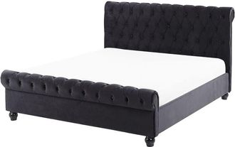 Beliani Bed Velvet AVALLON 140 x 200 cm (EU Double) Black