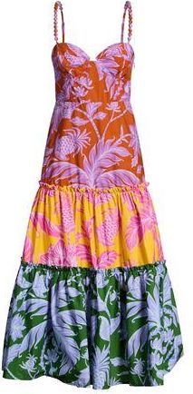 Farm Rio TROPICAL SWING MIX MIDI DRESS