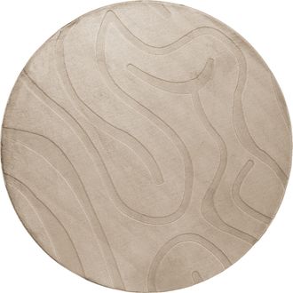 Beliani Alfombra Para Sal&oacute;n Moderna Forma Redonda Jacquard 160 X 160 Cm Pelo Corto Beige Selvori