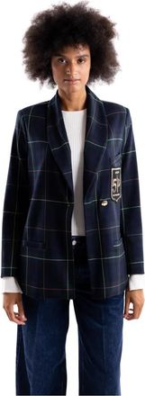 5 Progress Over Tartan Blazer - Dames - Blazers - Veelkleurig - M - Polyester - Jassen