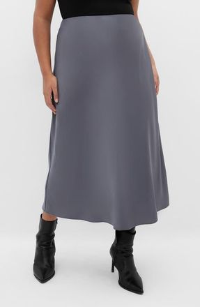 City Chic Miranda Midi Skirt in Slate at Nordstrom, Size Xs