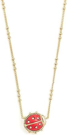 Kendra Scott Lady Bug Short Pendant Womens Necklace Womens Necklace Gold Red Vermillion Magnesite, 14K Gold/Brass/Rhodium-Plated