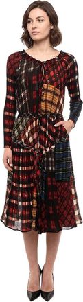 Dsquared2 Multicolor Plaid Round Neck Midi Dress