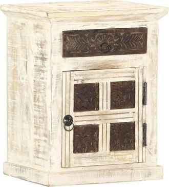 vidaXL Vidaxl - Mesita De Noche De Madera Maciza De Mango Blanco 40x30x50 Cm