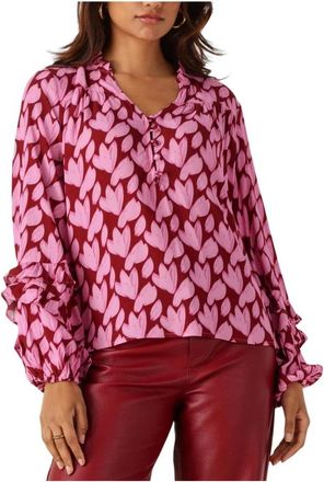 Ydence Roze Ellie Blouse voor Stijlvol Comfort - Dames - Blouses - Veelkleurig - XS - Wol - Overhemden