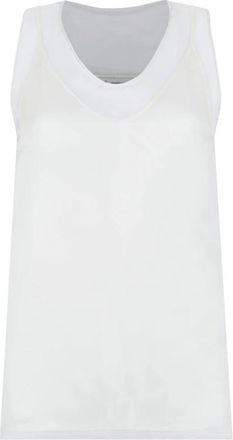 Ami Sleeveless Tops, female, White, Size: 3XS Layered Silk Top