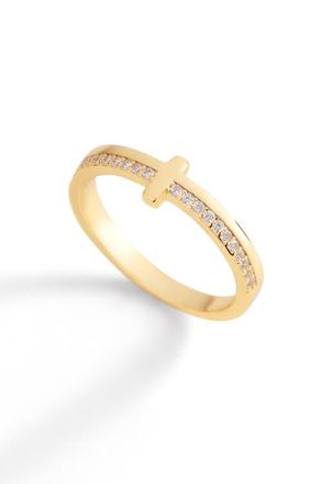 Mint & Lily Let God Be In Control Golden Cross Ring in 18K Gold Over Sterling Silver at Nordstrom, Size 10