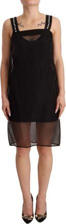 Dolce & Gabbana Womens Black Silk Stretch Crystal Sheath Mini Dress - Size 8 UK