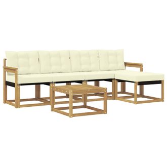 vidaXL Conjunto De Sof&aacute;s De Exterior Con Coj&iacute;n 6 Pcs Blanco Y Crema Vidaxl