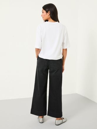 Fat Face FatFace Hove Washed Black Denim Wide Leg Crop Jeans