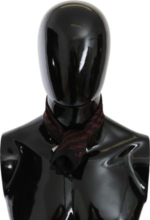 Costume National Black Orange 100% Silk Branded Womens Scarf