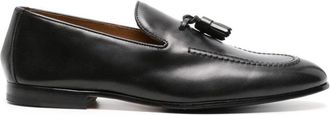 Doucal's Brown Leather Tassel Loafers With Decorative Detail