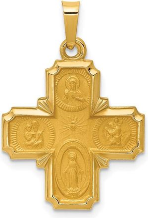 Diamond2Deal 14k Yellow Gold Polished and Satin Four Way Medal Hollow Pendant
