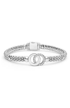 Lagos Signature Caviar Interlocking Diamond Rope Bracelet in Silver at Nordstrom, Size 7.5