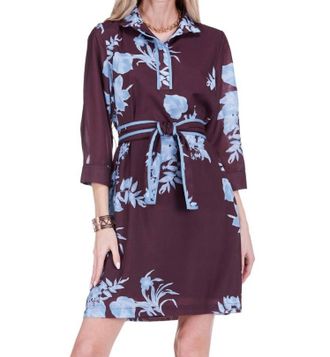 Jade Yoga Band Collar Trimmed Dress In Mystic Flora Dress