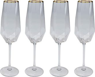 Kare Design Juego de 4 - Copa de champ&aacute;n con borde dorado
