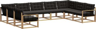 vidaXL Conjunto De Sof&aacute;s De Exterior 9 Uds. Blanco Y Negro Vidaxl