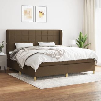 vidaXL Vidaxl - Cama Box Spring Con Colch&oacute;n Tela Marr&oacute;n Oscuro 200x200 Cm