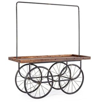 Decorspace Decor Space - Tavolo espositore con ripiano in legno di abete, struttura in acciaio, ruote