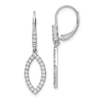 Diamond2Deal 14K White Gold 1/2 ct Lab Grown Diamond Fancy Drop Leverback Earrings VS Clarity, G-H Color
