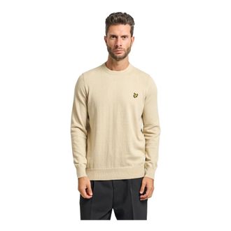 Lyle & Scott Round-neck Knitwear, male, Beige, Size: XL Beige Crew Neck Sweater Blend
