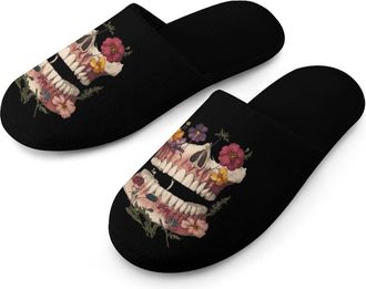 Generic Anatomical Tooth Flower Mens Flannel Slipper Soft Non Slip House Shoes Comfy Winter Warm Indoor Outdoor Slippers