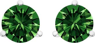 House of Brilliance 14K Gold 1.00 Cttw 3-Prong Martini Set Lab Grown Green Diamond Solitaire Stud Earrings in White at Nordstrom