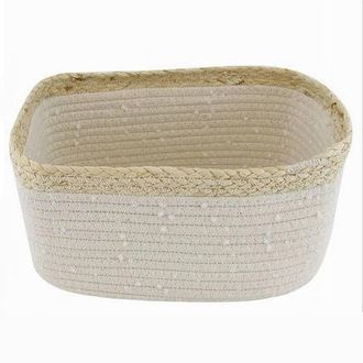 Trade Shop Trade Shop - Cestino Porta Biancheria Oggetti In Vimini Intrecciato Bicolore 30x22x14cm 10676