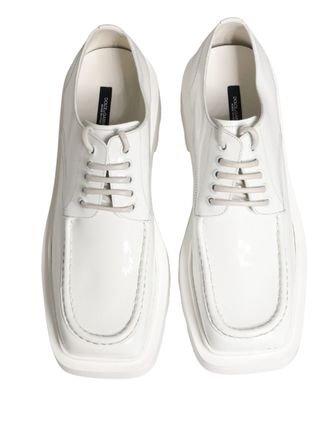 Dolce & Gabbana Mens White Leather Chunky Sole Derby Shoes