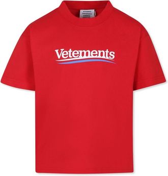 VETEMENTS logo-print T-shirt - kids - Cotton - 10 yrs - Red