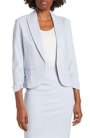 Amanda + Chelsea 3/4 Scrunch Sleeve Mini Stripe Jacket in Blue/White at Nordstrom Rack, Size X-Small