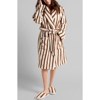 Parachute Stripe Terry Cloth Robe in Bone And Tobacco at Nordstrom, Size X-Large