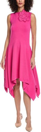 Oscar De La Renta Bateau Neck Drape Knit A-Line Dress