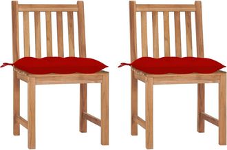 vidaXL Sillas De Jard&iacute;n 2 Uds Madera Maciza De Teca Con Cojines Vidaxl