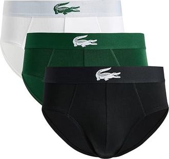 Lacoste 3-Pack Stretch Jersey Briefs Mens Underwear White/Green/Black : XL (EUR 7), Cotton/Elastane