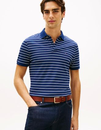 Tommy Hilfiger Mens Tommy Hilfiger 1985 Regular Fit Mens Polo - Carbon Navy/Ivory Petal - White - Size: 38