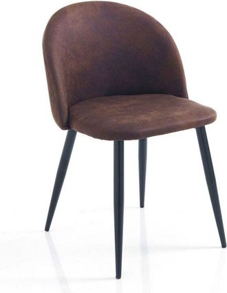 Oresteluchetta Juego De 4 Sillas De Comedor De Microfibra Marr&oacute;n Con Patas De Metal Louisiana Brown