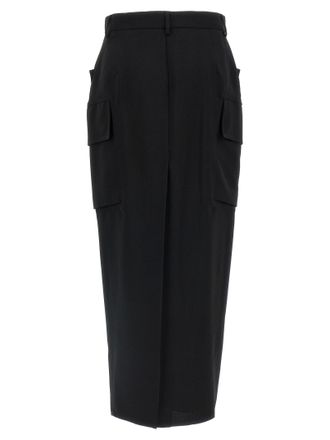 Rick Owens Womens Black Wool Midi Skirt
