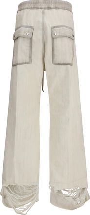 Rick Owens Mens Wide Bela Pants Denim Milk Wash Cotton Jean