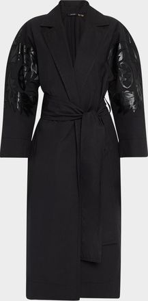 Natori Applique Tech Taffeta Trench Coat
