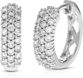Vir Jewels 1/2 cttw Lab Grown Diamond Hoops Earrings in Sterling Silver With Hidden Post For Women