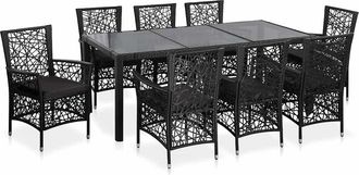 vidaXL Conjunto De Comedor De Exterior 9 Piezas Rat&aacute;n Sint&eacute;tico Negro Vidaxl