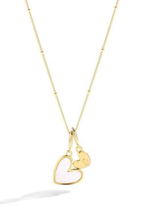 Mint & Lily Mother Of Pearl Heart Initial Necklace in Letter E at Nordstrom